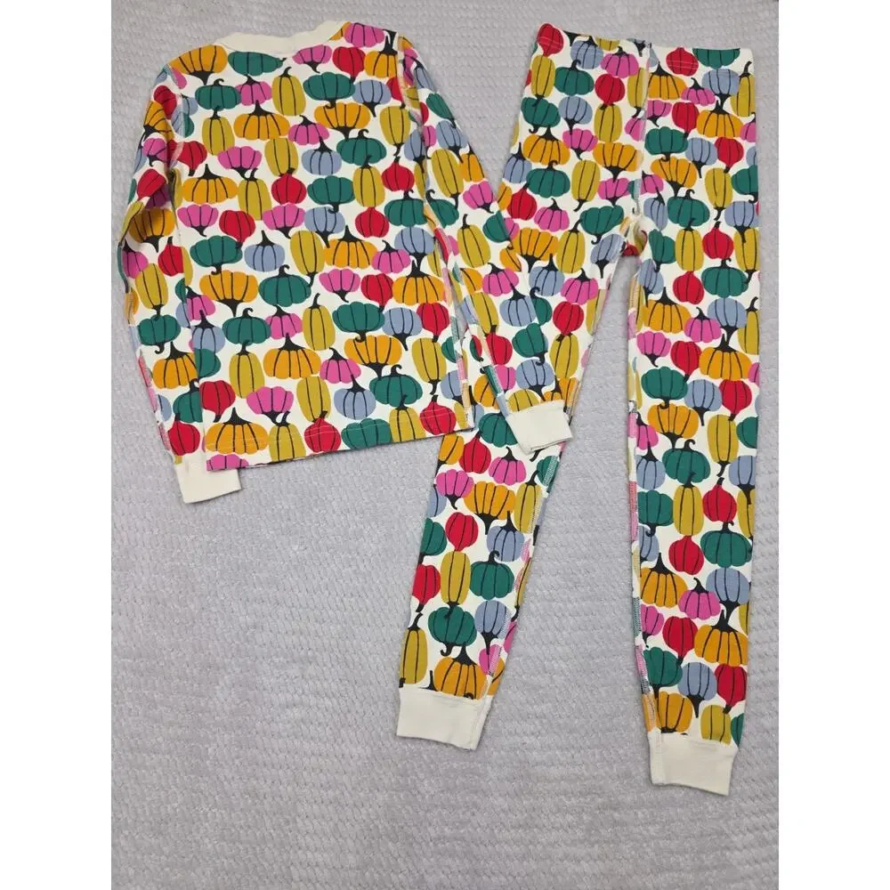 Hanna Andersson Pajama Set Kids 130 US 8 Pumpkin Print 2 Piece Set